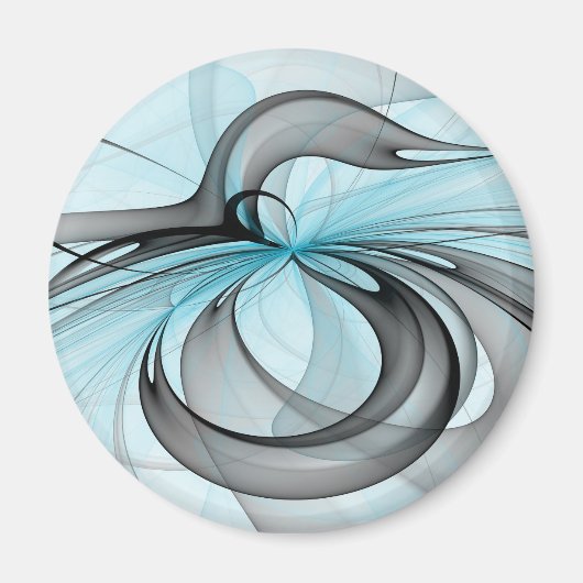 Aimant Art fractal moderne gris anthracite abstrait bleu (Devant)