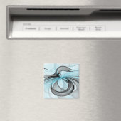 Aimant Art fractal moderne gris anthracite abstrait bleu (In Situ (Lave-vaisselle))