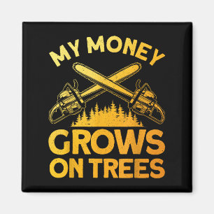 Aimant Art Funny Lumberjack Pour Hommes Arbre Coupe Scie