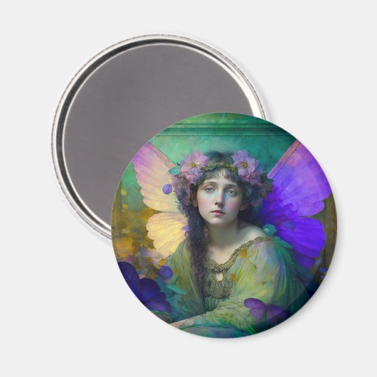 Aimant Art Imaginaire Fée Vert Violet (Recto/Verso)