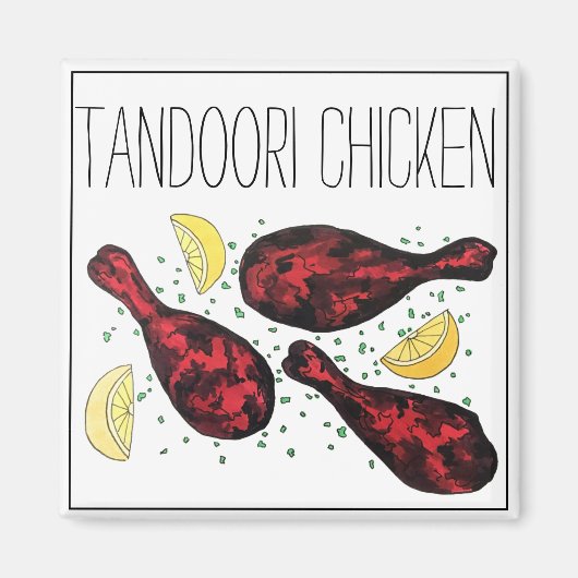 Aimant Art indien Tandoori de l'illustration alimentaire  (Devant)