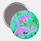 Aimant Art Liquide rose et bleu clair rétro sur Hydrangea (Recto/Verso)