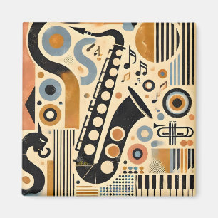 Aimant Art minimaliste du milieu du siècle du jazz Saxoph