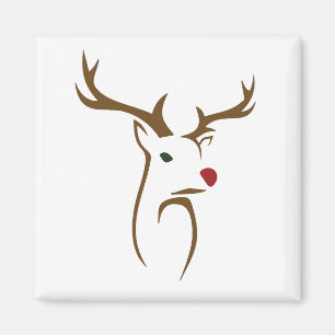 Aimant Art minimaliste moderne de la ligne de cerfs Noël