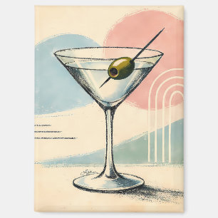 Aimant Art minimaliste pastel martini moderne du milieu d