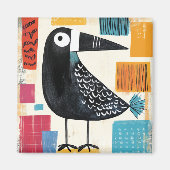 Aimant Art moderne de l'oiseau noir, (Devant)