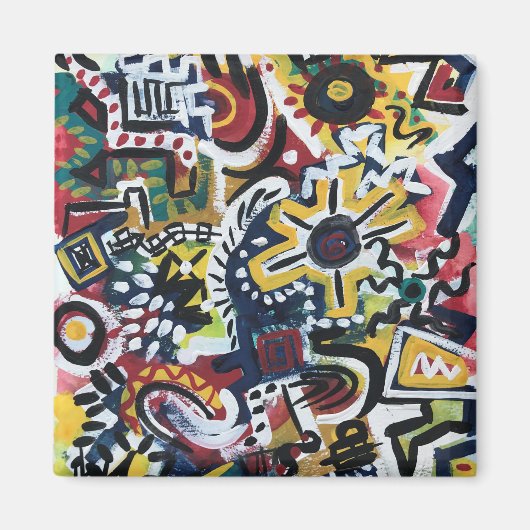 Aimant Art Moderne Peint À La Main Au Maroc (Devant)