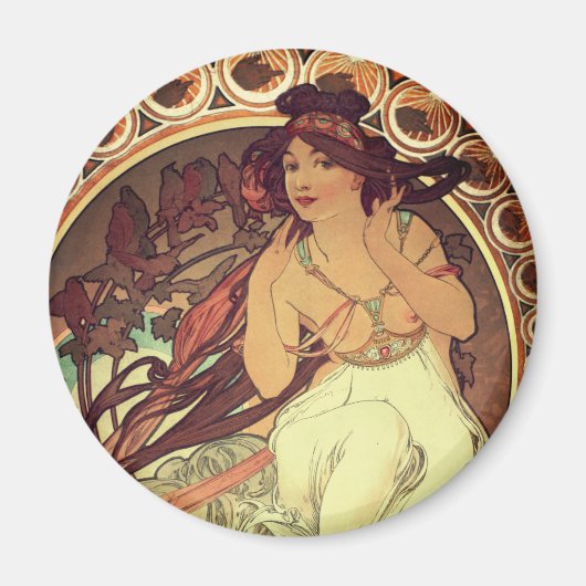 Aimant Art nouveau Alphonse Mucha élégante vintage (Devant)