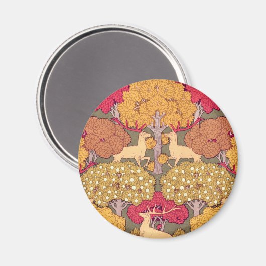 Aimant Art nouveau automne érable cerf automne Verneuil (Recto/Verso)