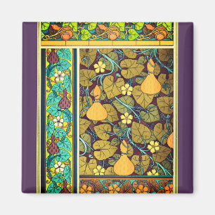 Aimant Art nouveau automne floral élégant gourde rouge vi
