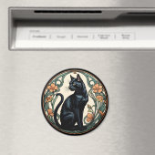 Aimant Art Nouveau Black Cat (In Situ (Lave-vaisselle))