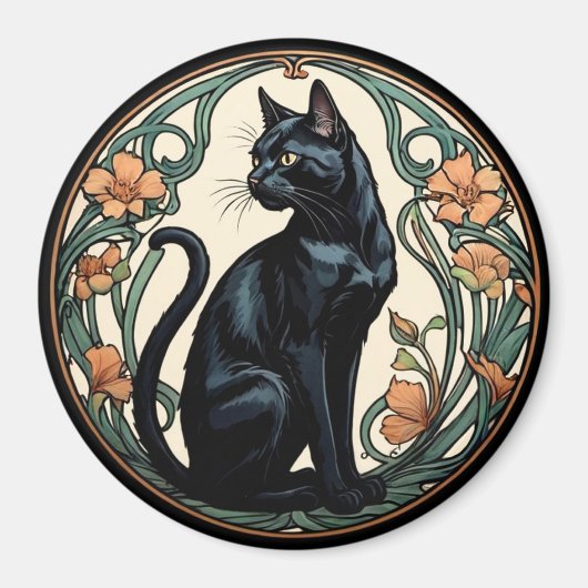 Aimant Art Nouveau Black Cat (Devant)