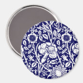 Aimant Art Nouveau Carnation Damask, Navy et Blanc (Recto/Verso)
