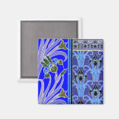 Aimant Art nouveau iris fleur élégant verneuil bleu noir (Recto/Verso)