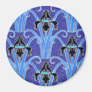 Aimant Art nouveau iris floral élégant verneuil noir blu