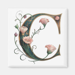 Aimant Art Nouveau Noir et Or Lettre C