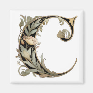 Aimant Art Nouveau Noir et Or Lettre C
