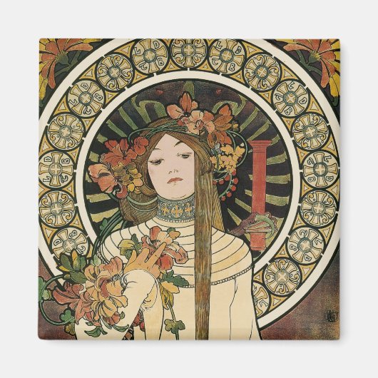 Aimant Art Nouveau Trappistine Mucha Art (Devant)