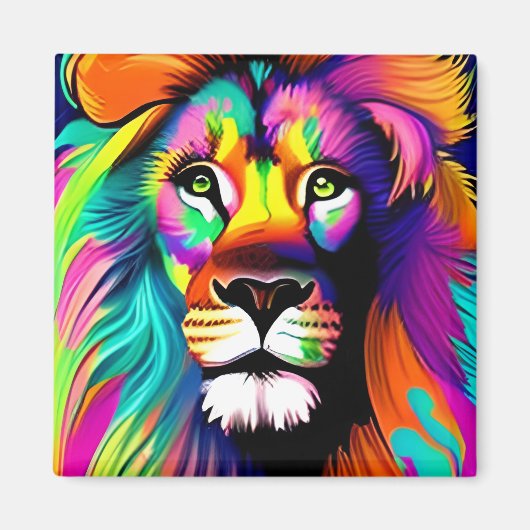 Aimant Art numérique de lion coloré (Devant)