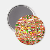 Aimant Art numérique des bulles rétro (Recto/Verso)