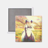 Aimant Art numérique du cheval d'Islande (Recto/Verso)