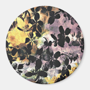 Aimant Art numérique fleuri motif à fleurs rose jaune