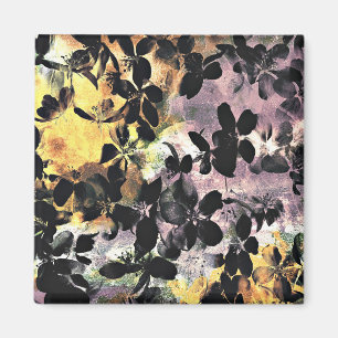 Aimant Art numérique fleuri motif à fleurs rose jaune