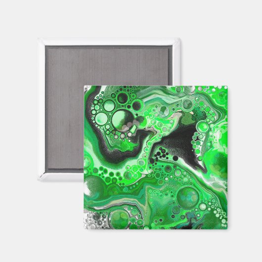 Aimant Art numérique vert en marbre fluide (Recto/Verso)