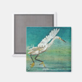Aimant Art Peint Egret Shorebird Beach House (Recto/Verso)