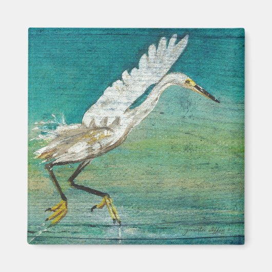 Aimant Art Peint Egret Shorebird Beach House (Devant)
