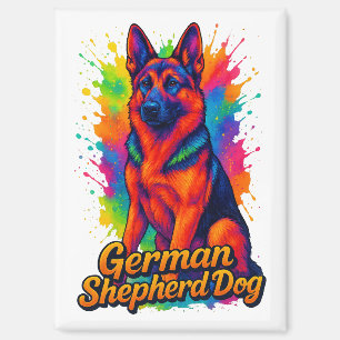 Aimant Art Pop berger allemand - Neon Mu coloré