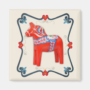 Aimant Art populaire de cheval de Dala de Suédois encadr