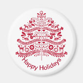 Aimant Art populaire scandinave rouge Arbre de Noël nordi (Devant)