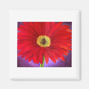 Aimant Art rouge de peinture de fleur de Gerber de