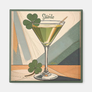 Aimant Art Shamrock Martini Sláinte! Moderne du Milieu du