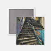 Aimant Art urbain sur escaliers Bâtiment abandonné (Recto/Verso)