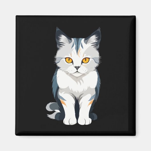Aimant Art vectoriel de chat aux couleurs vives (Devant)