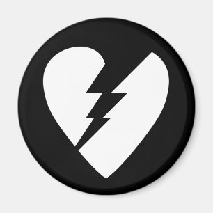 Aimant Art vectoriel du coeur brisé noir et blanc