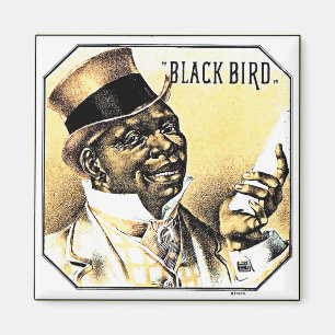 Aimant Art vintage de boîte à cigares d'oiseau noir