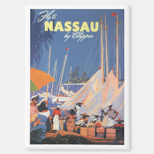 Aimant Art vintage de voyage aux Bahamas, Fly Nassau par
