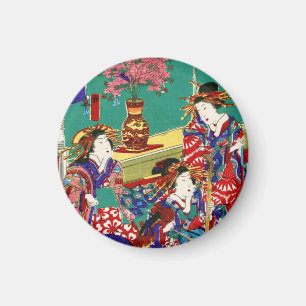 Aimant Art vintage japonais frais de dame de geisha