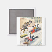Aimant Arthur Thiele - Bobsledding Chats Anthropomorphes (Recto/Verso)