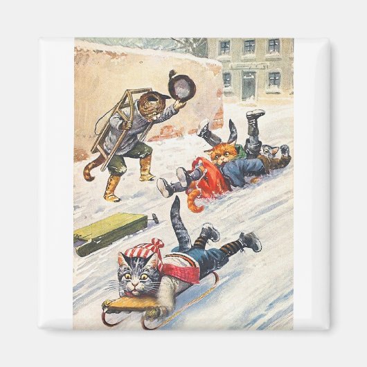 Aimant Arthur Thiele - Bobsledding Chats Anthropomorphes (Devant)