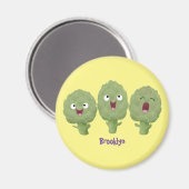 Aimant Artichauts chantants mignons dessin animé végétal (Recto/Verso)