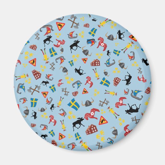 Aimant Articles de culture suédoise sur arrière - plan bl (Devant)