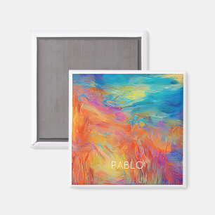 Aimant Artiste Abstrait coloré Peinture Fun NOM Mod Hip