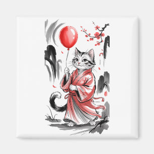 Aimant Artiste de ballon de peinture d'art de chat de Nou