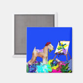 Aimant : Artiste du Terrier à roues (Bkgd Bleu) (Recto/Verso)