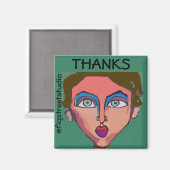 Aimant Artiste local, Merci, modifier le texte (Recto/Verso)