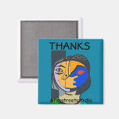 Aimant Artiste local, Merci, modifier le texte (Recto/Verso)